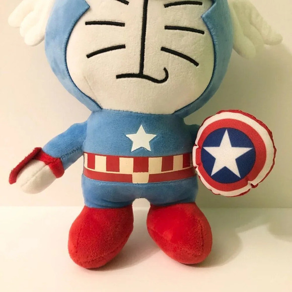 Doraemon Captain America Plush Window Cling 10 Inch Tall Stuffed Toy - Picture 3 of 13